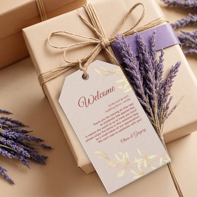 Timless Blommigt Rustic Bröllop Presentetikett (Skapare uppladdad)