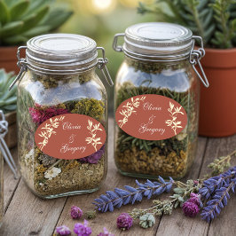 Timless Blommigt Rustic Ovalt Klistermärke