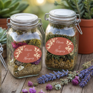 Timless Blommigt Rustic Ovalt Klistermärke