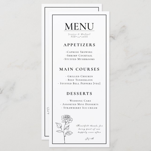 Timless Bloom utan dubbla Meny (Fram/baksida)