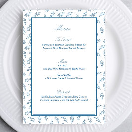 Timless Blue Garden Elegant Old Money Bröllop Meny