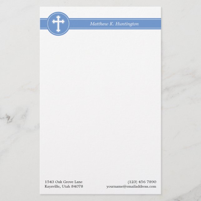Timless Blue White Kor Namn och kontaktinformation Brevpapper (Framsida)