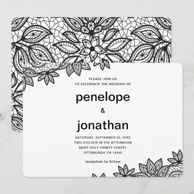 Timless Bröllop Snöre Inbjudningar (Fram/baksida)