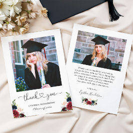 Timless Burgundy Blommigt Student Photo Tack Kort