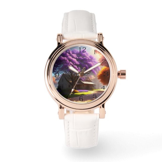 Timless Charm: Rustic Farmhouse och Old Jacaranda Armbandsur (Framsida)