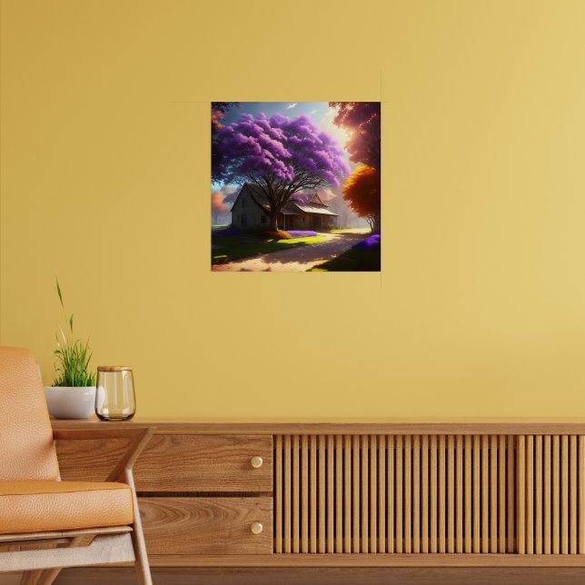 Timless Charm: Rustic Farmhouse och Old Jacaranda Poster (Vardagsrum 2)