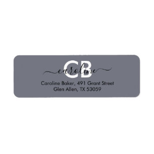 Timless - Coola Grått Monogram Address Label Returadress Etikett