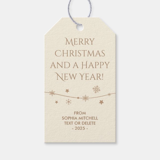 Timless - Cream White - Snowflake Gift Märkres Presentetikett (Framsidan)