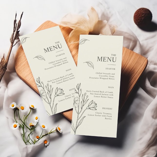 Timless Daisy Wildblomme Bröllop Menu Meny (Skapare uppladdad)