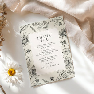 Timless Daisy Wildblomme Bröllop Tack Kort