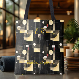 Timless Elegance Abstrakt - Black, Guld, White Tygkasse
