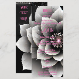 Timless Elegance: Black & Silver Blommar Bröllop Meny