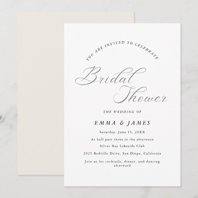 Timless Elegance | Enkel Möhippa Inbjudningar (Fram/baksida)