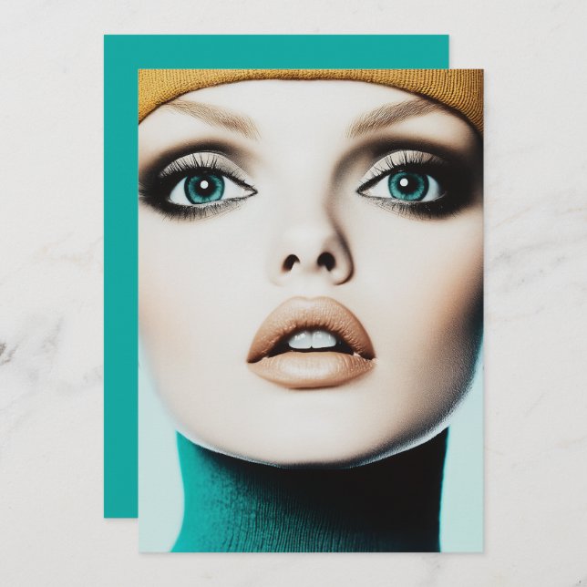 Timless Elegance: Iconic 1960 s Model Porträtt Inbjudningar (Fram/baksida)