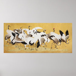 Timless Elegance: Japansk Flock of Cranes Poster