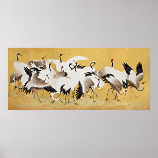 Timless Elegance: Japansk Flock of Cranes Poster