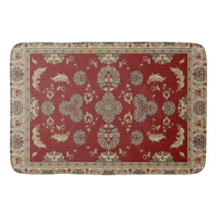 Timless Elegance Red and Beige Classic Fabric Badrumsmatta