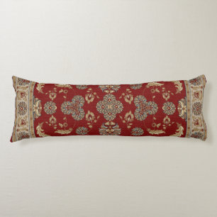 Timless Elegance Red and Beige Classic Fabric Kroppskudde