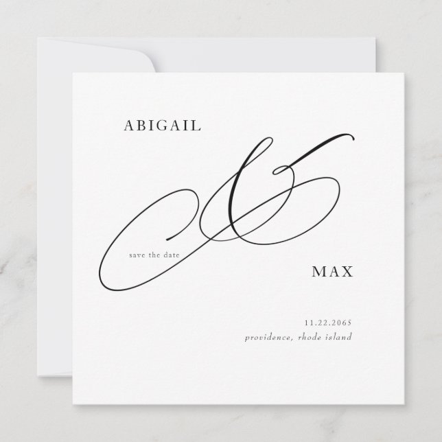 Timless elegance Square Bröllop spara datum Datumet (Framsida)