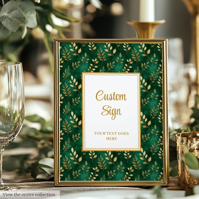 Timless Emerald Grönt Guld Eucalyptus Bröllop Poster (Timeless Emerald Green Gold Eucalyptus Wedding Poster )