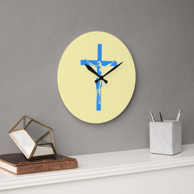 "Timless Faith: Wall Clock with Jesus Kor Print Stor Klocka (Kontor)