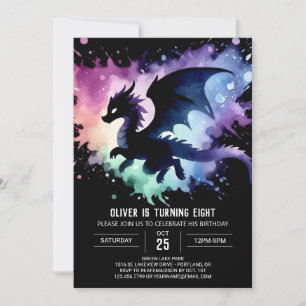 Timless Fiery Dragon Birthday Children Inbjudningar