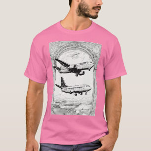 Timless Flight: Black & White Aviation History T Shirt