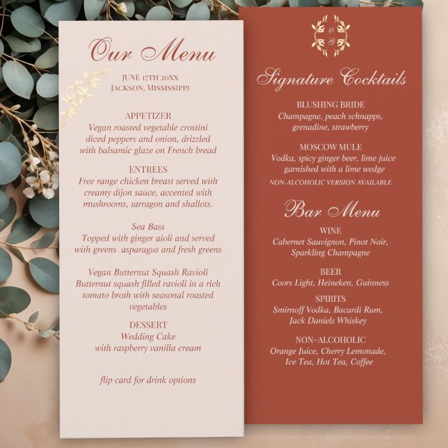 Timless Floral Rustic WedMenu Meny (Skapare uppladdad)
