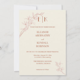 Timless Flower Monogram Bröllop Inbjudningar