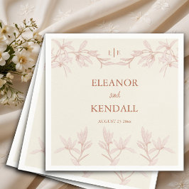 Timless Flower Monogram Bröllop Pappersservett