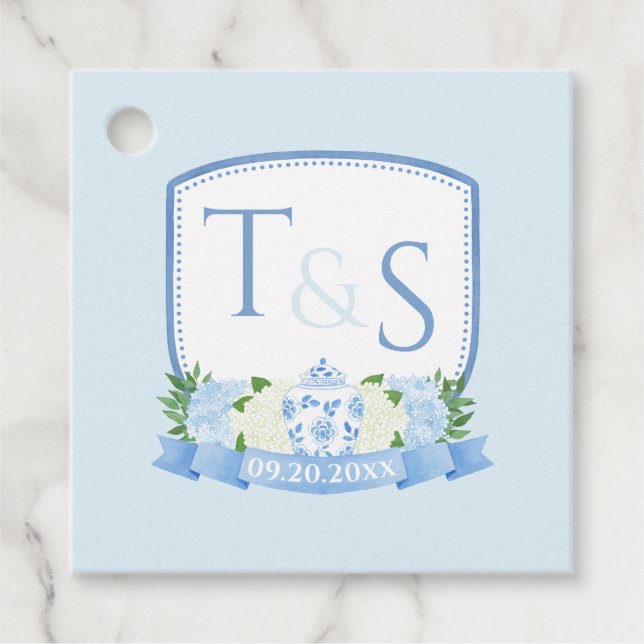 Timless Ginger Burk Monogram Vapensköld Bröllop Gåvor Etiketter (Framsida)