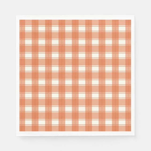 Timless Gingham Orange Pappersservett (Framsidan)
