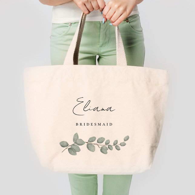 Timless Gren Bridesmaid Brudens sida Tote Bag Tygkasse (Skapare uppladdad)
