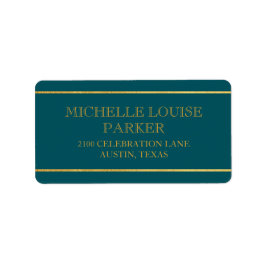 Timless Guld Mint Teal Personlig Adressetikett