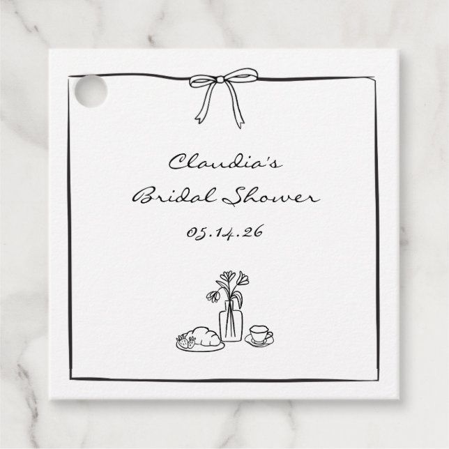 Timless Hand Drawn Coquette Möhippa Bespoke Gåvor Etiketter (Framsida)