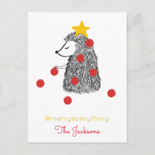 Timless Hedgehog Träd Merry All Helgdag Helg Vykort