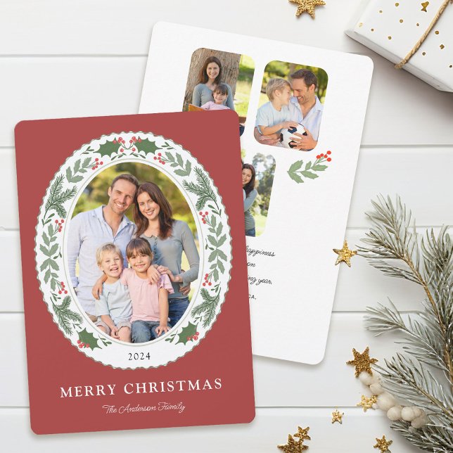 Timless jul Greenery Message 4 Photo Julkort (Skapare uppladdad)