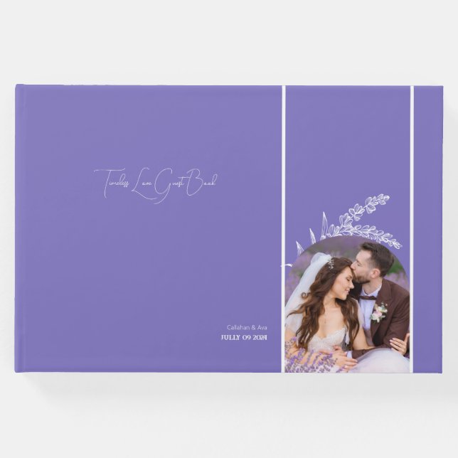 Timless Kärlek lila blommor & foto Gästböcker (Framsida)