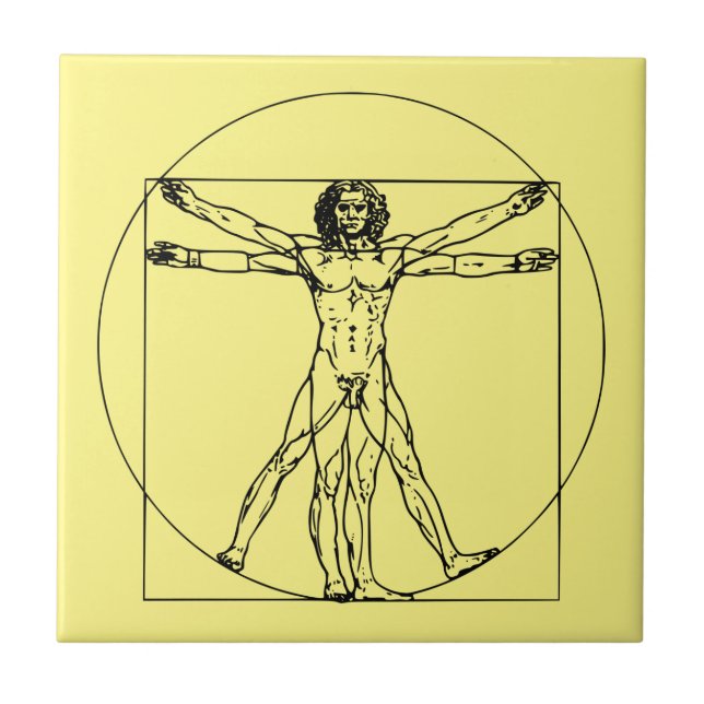 Timless Leonardo da Vinci Artwork Vitruvian Man Kakelplatta (Framsidan)