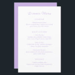 Timless Lilac Classic Bröllop Menu<br><div class="desc">Klassiska menyer i stil bröllop med en enkel men elegant design med seriösa typsnitt och manus.</div>