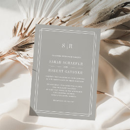 Timless Monogram bröllopsinbjudan | Greige Inbjudningar