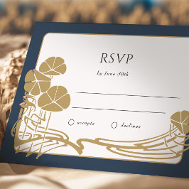 Timless Navy och Guld Botanical OSA kort