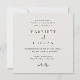 Timless Neutralt Beige Elegant bröllop Inbjudningar