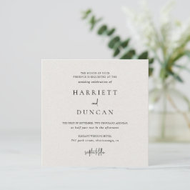 Timless Neutralt Beige Elegant bröllop Inbjudningar