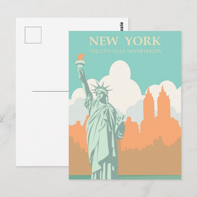Timless New York: Frihetsgudinnan i staden Vykort (Fram/baksida)