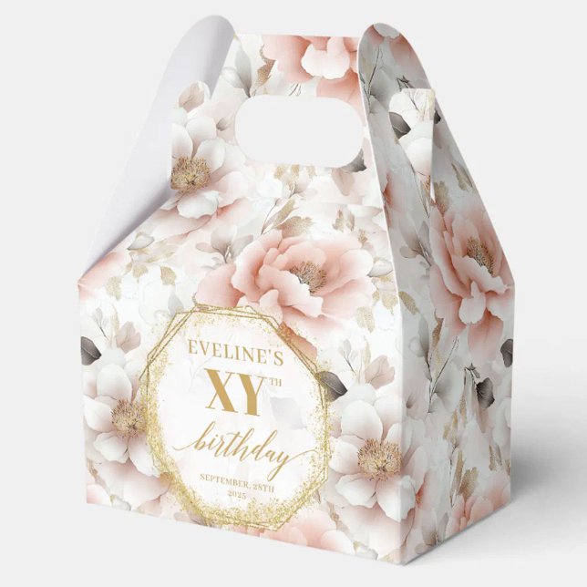 Timless Pastel rosa rustic guld vattencolor 60:e Presentaskar (Timeless pastel pink rustic gold watercolor 60th favor boxes)