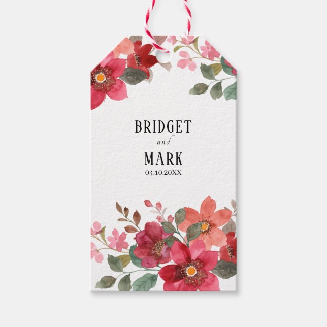 Timless Red Bröllop Presentetikett (Framsidan)