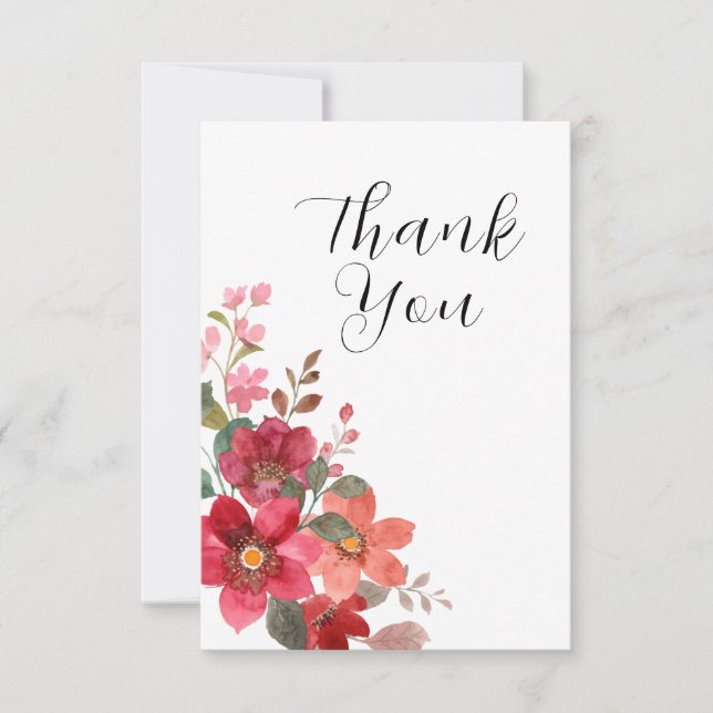 Timless Red Bröllop Tack Kort (Framsida)