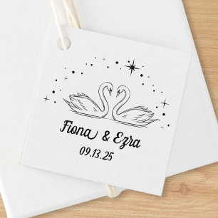Timless Romantic Svan & Stars Hand plockade Bröllo Gåvor Etiketter