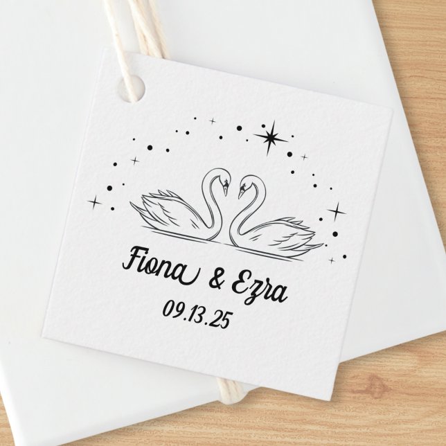 Timless Romantic Svan & Stars Hand plockade Bröllo Gåvor Etiketter (Skapare uppladdad)